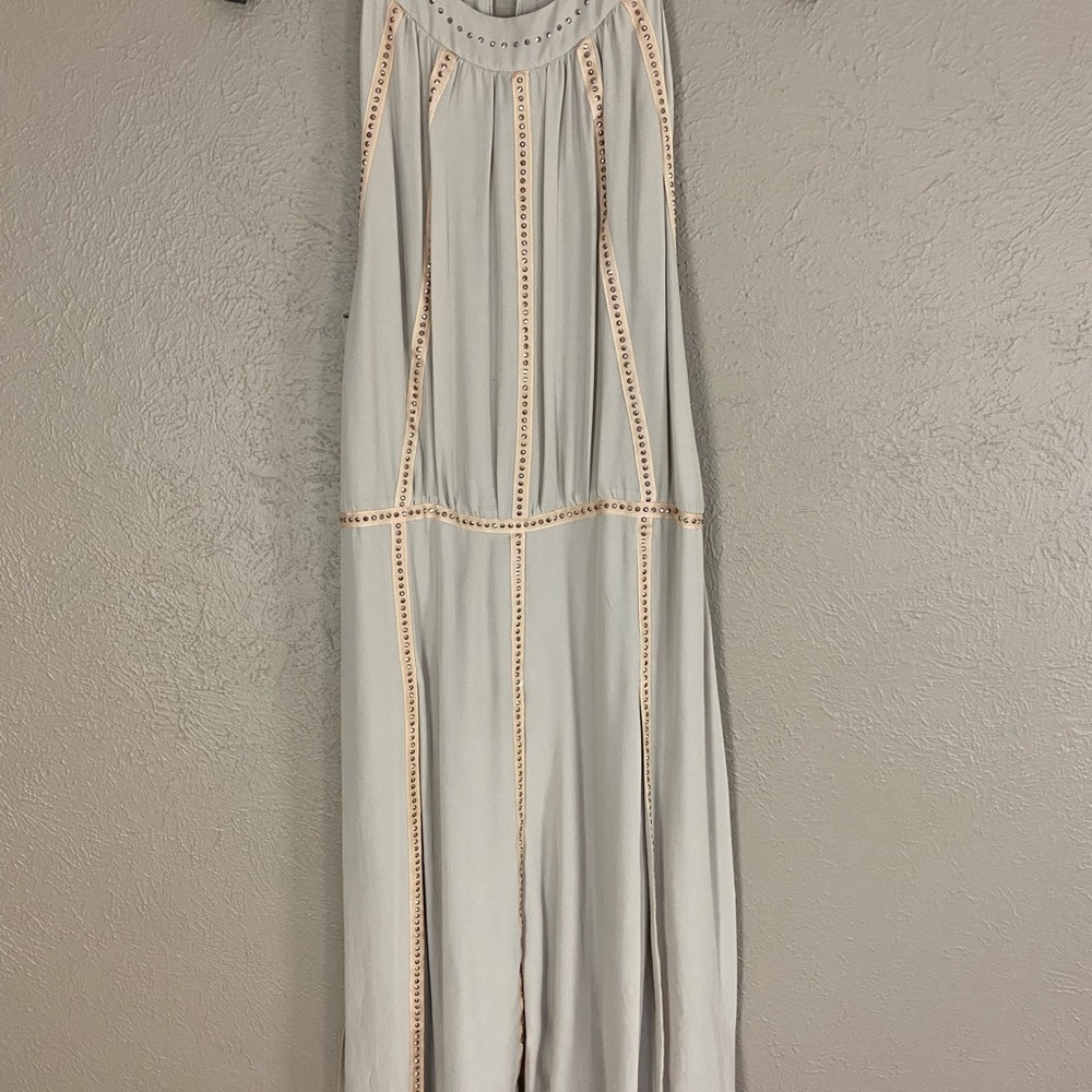 L’Agence Long Fluttery Elegant Dress with Open Back and Side Slits Size M
